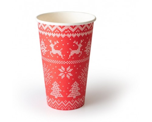 Стакан бумажный 400 мл. Зимние узоры